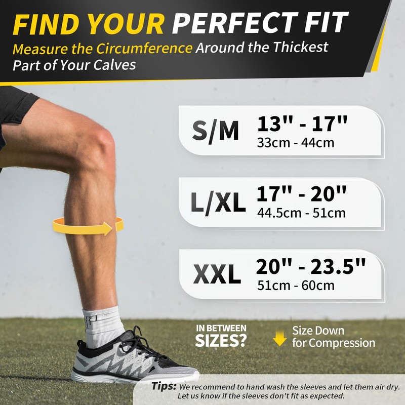 CAMBIVO Calf Compression Sleeves with Side Stabilizers for Men &