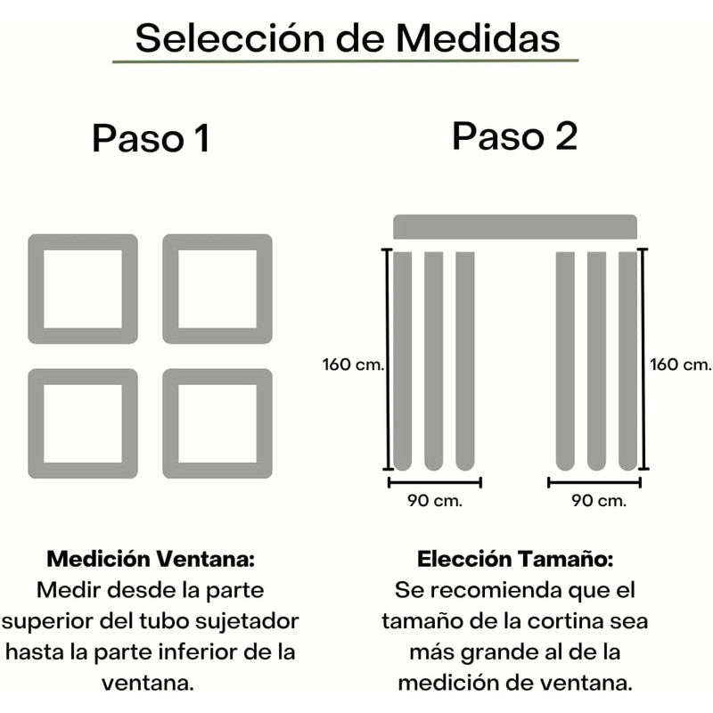 TECOR Cortina Blackout 2 Paneles 90x160cm para Recámara o Decoración,