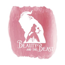Design With Vinyl Loving Love Wall Decal Beauty and Beast Cute Cartoon Princess & Beast Watercolor - Size: 9 in X 10 in