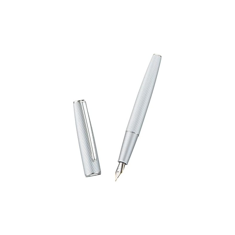 Hong Dian A3 - Pluma estilográfica de aluminio plateado, punta