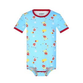 Landofgenie Men's Bodysuit Onesie Pyjamas Short Sleeve Romper for Men Bodysuit with Clown Print, lightblue, L