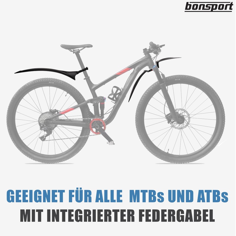 bonsport Bicycle Mudguard Set 24-29 Inch Universal Mudguards Mountain Bike