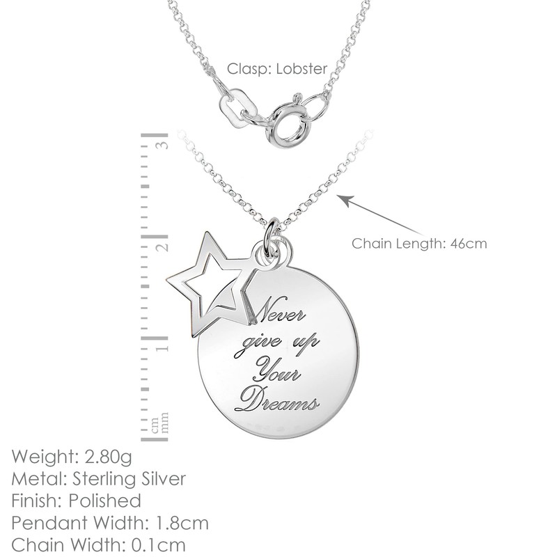 Tuscany Silver 'Never Give Up on Your Dreams' Star and