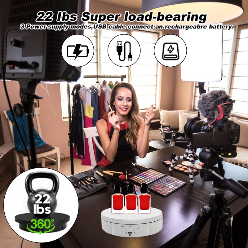 3 In 1 Rotating Display Stand, Photography Turntable Electric Rotating