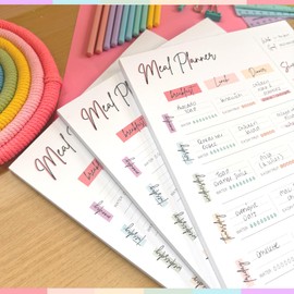 Weekly Meal Planner Notepad, Food Diary, Meal Diet Desk Pad & Nutrition Tracker Note Pad, Grocery List | 50 Undated Tear Away A4 Pages