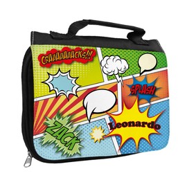 Toilet Bag with Name Leonardo and Comic Design for Boys Toilet Bag with First Name Wash Bag for Children