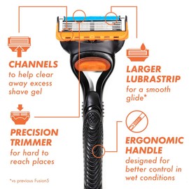 Gillette Gillette Fusion5 Razors for Men, 1 Razor, 4 Blade Refills, Lubrastrip for a More Comfortable Shave