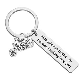 Biker Gift Ride Safe Keychain Motocycle Keychain Gift for Biker Dad Gift Valentines Day Christmas Gifts Relationship Gifts Funny Keychain for Boyfriend Husband