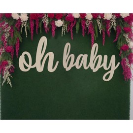Oh Baby Wood Sign - Gender Reveal Background Decoration, Baby Shower Wall or Door Hanging Wooden Backdrop Decor Photo Props