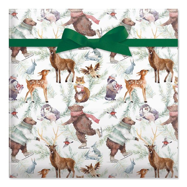 Current Forest Friends Christmas Rolled Wrapping Paper - Premium Jumbo 23-Inch x 32-Foot Gift Wrap Roll, 61 Square Feet Total