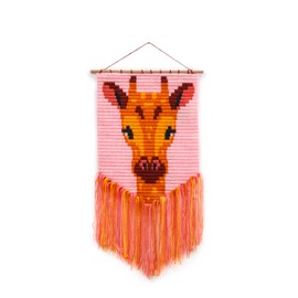 sozo growing up creative Giraffe 3D Wall Art Needlepoint Kit – Beginner Yarn Embroidery Craft for Kids Plastic Canvas Animal Tapestry Project with Display Frame