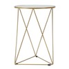 HomePop Metal Accent Table Triangle Base Round Mirror Top, Gold