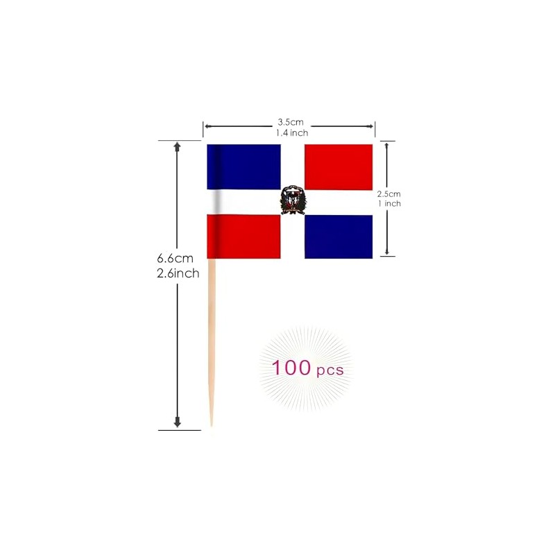 100 Pcs Dominican Republic Toothpick Flag Dominican National Small Mini