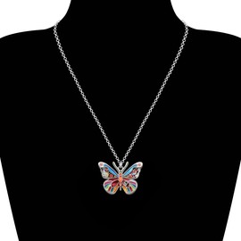 DOWAY Cute Butterfly Gifts Enamel Flower Butterfly Necklace Pendant for Girls Women Jewelry Charms, enamel, No Gemstone