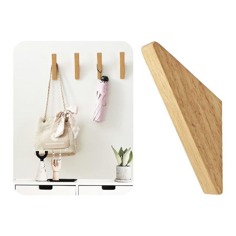 pson 4Pack Wooden Wall Hooks, Minimalist Natural Wood Coat Hooks,