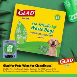 Glad Eco Friendly Dog Waste Bags | Dog Waste Bags for All Dogs, Leak Proof and Strong Dog Poop Bags, Green (Pack of 6, 2160 Count Total)