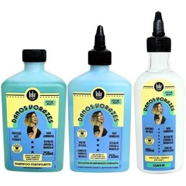 Danos Vorazes Kit Shampoo Fortalecedor 250ml, Booster de reparacion 250ml, Leave-In Proteccion termica 200ml Lola cosmetics