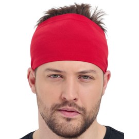 Sweatbands for Men and Women- Unisex Sweat Bands Headbands for Men-Workout Headbands- Head Bands Mens- Running, Sports, Football, Triathlons, Construction, Yoga, Gym (Red, 1 Size)