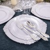 Hioasis 100pcs Silver Plastic Plates & White with Silver Disposable