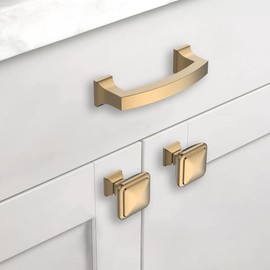 Asidrama 10 Pack 3 Inch(76mm) Hole Centers Champagne Bronze Kitchen Cabinet Handles, Gold Cabinet Pulls Kitchen Cabinet Hardware for Cupboard Drawer Pulls