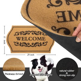 MUGANYI Non-Slip Backing Door mat Natural Coir Rubber Welcome Doormat for Front Door Indoor Outdoor Entrance 17" x 29"