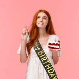 Birthday Sash - "It's My Birthday" Sash - Birthday Decorations for Women, Birthday Girl, Birthday Accessories - Birthday Decorations, Its My Birthday Sash for Women Girls Men Boys MS4U (Black)
