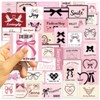 50Pcs Pink Sweet Heart Stickers Pack, Kawaii Aesthetic Bow Waterproof