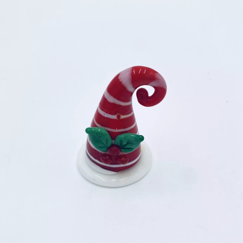 Pier 1 Glass Santa Hat Figurine Candy Cane Striped New