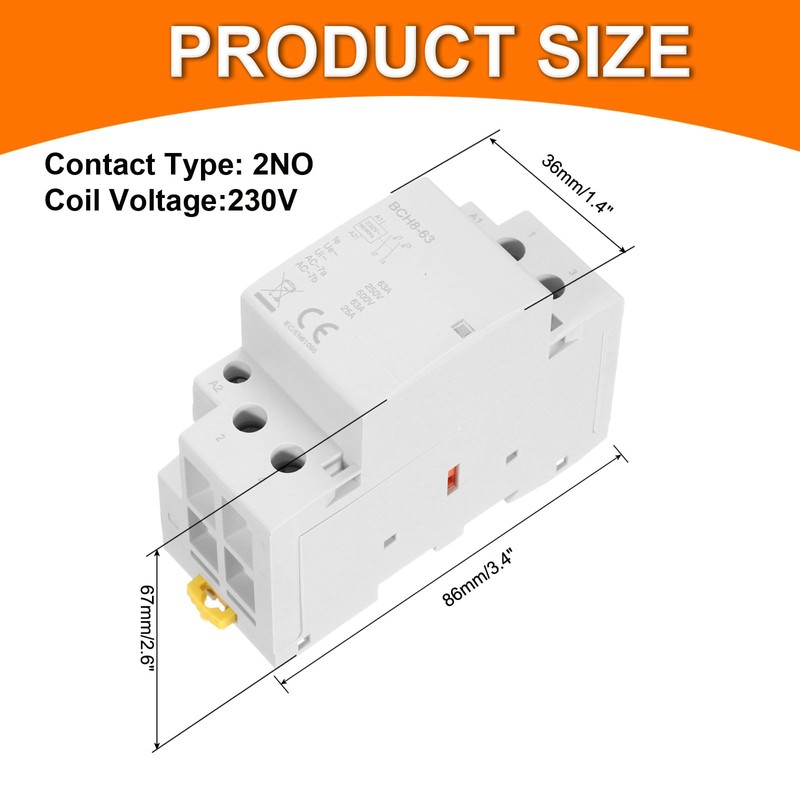 sourcing map AC Contactor 63A 2 Pole 2NO 230V Load