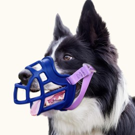 OKKIC Basket Muzzle Allows Panting Drinking - Anti Biting Chewing, Suitable for Grooming Trimming Training, for Small Medium Large Dogs (Blue, Size 6)