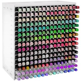 Homaisson 240 Holes Marker Storage Organizer, Marker Storage Desktop Stand, PVC Board Watercolor Brush Pen Desk Holder with Adjustable Dividers, Pencil Storage Organizer for Artists and Classrooms