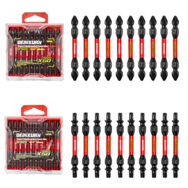 20-Piece T20-T25/PH2-PH2 Torx Phillips Impact Resistant Double End Screwdriver Bit Set, 65 mm Tx 25 Tx20 Phillips Bit Set, Magnetic, Made of S2 Steel, with Storage Box