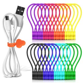 Reusable Magnetic Cable Organizer Twist Ties,24Pcs Cord Management Organizer Travel for Bundling and Organizing Cables Bookmark Fridge Magnet Silicone Cord Winder Magnetic Cable Clips 8 Color