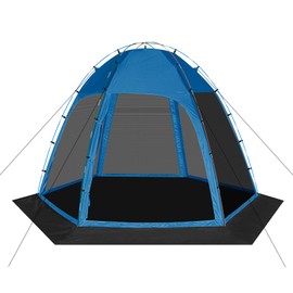 Screen Tent with Removable Floor, Siebwin 11.8'x11.8' Six-Sided Gazebos with Mosquito Netting Sunproof Outdoor Canopy Tent for 6-8 People Family Backyard Party Outside Activities, Blue