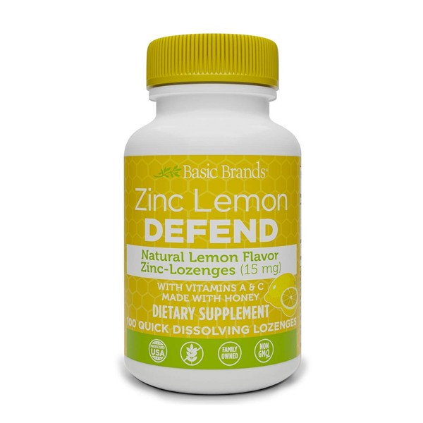 Basic Brands Zinc Lozenges, 100 Count, Lemon