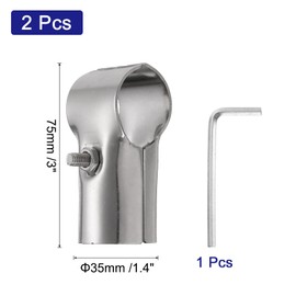 sourcing map 2Pcs 180 Degree Structural Pipe Connectors 2 Way End Rails Clamp with Wrench Stainless Steel Corner Pipe Fittings for DIY Shelf Garden Support 1.3"/1.2" Fit Pipe Dia, Silvery
