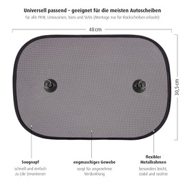 reer Travelkid Sun Basic Auto-Sonnenschutz für Kinder mit Saugnapf, Schwarz, 2er Pack