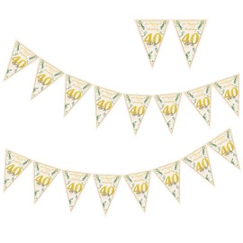 ARTGUTS 40th Birthday Decoration Garland, Bunting for Women & Men, Happy Birthday Banner 40 Years in Green, Gold, Festive 40th Birthday Decoration for Women & Men
