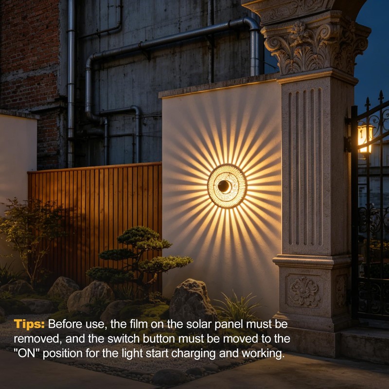 Veeydrut Solar Mandala Wall Lights, Waterproof Metal Outdoor Fence Decor