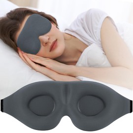 3D Sleep Mask for Side Sleepers - Light Blocking Eye Mask for Women & Men, Contoured Cup Night Blindfold with Adjustable Strap, Comfortable Eye Cover for Travel, Nap, Sleeping-Grey