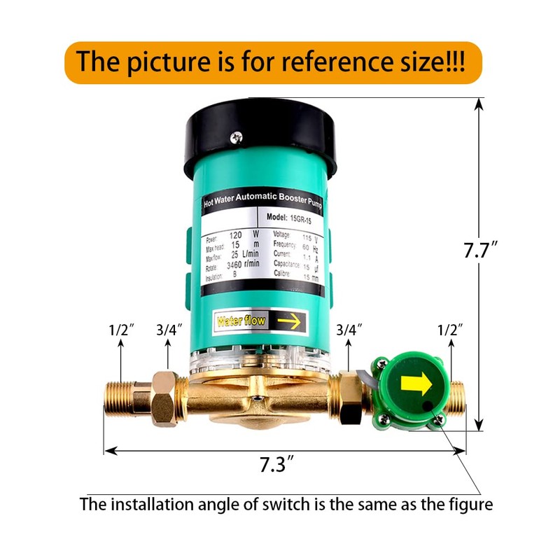 SHYLIYU 115V/60HZ 120W 3/4 inch Outlet Home Water Pressure Booster