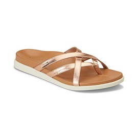 Vionic Women's Palm Daisy Toe-post Sandal - Ladies Flip-flop Concealed Orthotic Support Rose Gold 6.5 M US