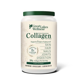 Great Lakes Wellness Bovine Collagen Peptides Powder for Skin, Hair, Nails, Joints & Digestion - Unflavored - Quick Dissolve Hydrolyzed, Non-GMO, Kosher - 32 oz