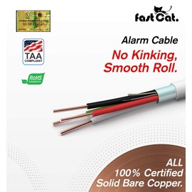 Fast Cat. 18 AWG/Gauge, 4 Conductor, 7 Stranded Copper Fire/Alarm Wire/Security Cable - PVC Jacket, Unshielded, (CMR-CL3R-FT4) Rated in-Wall Use- UL Rated - 500Ft Pull Box - Grey