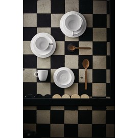 Alessi Bavero Set of Two Coffee Cups with Saucers, White