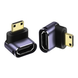 PNGKNYOCN 8K Mini HDMI to HDMI Adapter, Rectangular 48Gbps 2.1 Version Mini HDMI Male to HDMI Female Converter Adapter with LED Light, Support 8K @ 60Hz, 4K @ 120Hz HDR, eARC (2-Pack) (Up Bend)