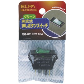 ELPA Illuminated Switch Wiring AC125V/12A Green HK-PSL01H(G)
