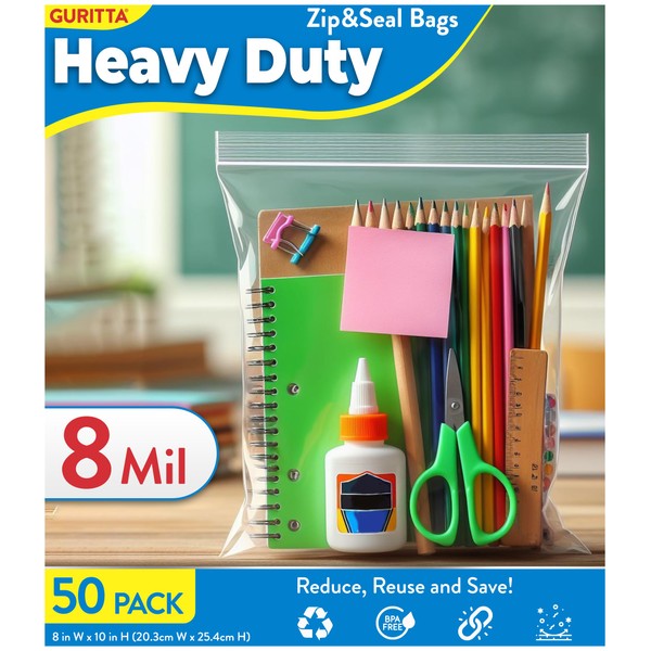 Heavy Duty Plastic Bag, 8 Mil Thick Zip Top Bag,