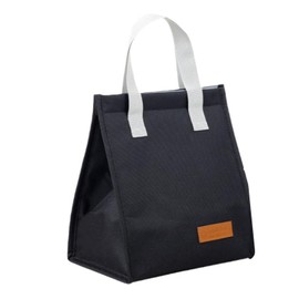 Simple Thermal Bag - Large Capacity Portable Lunch Bag with Aluminum Foil Liner, Reusable Insulated Lunch Bag to Keep Food Cold or Hot, Eco-Friendly (Black)