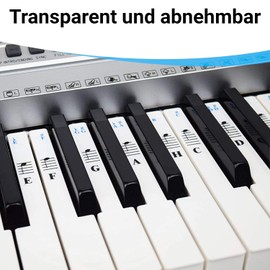 Piano Sticker for 49/61/76/88 Key Keyboards - Transparent and Removable